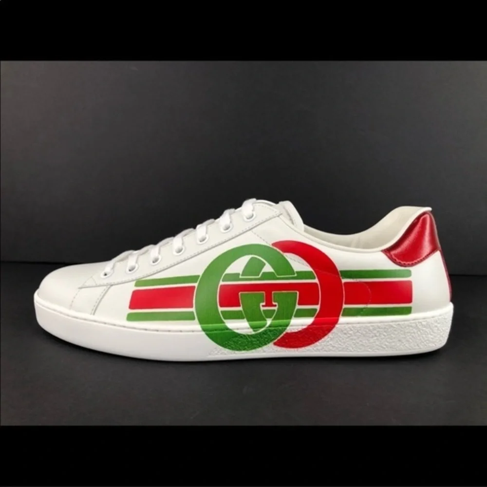 Gucci Ace Interlocking G Logo GG Leather Sneakers Size 35 - Picture 3 of 14